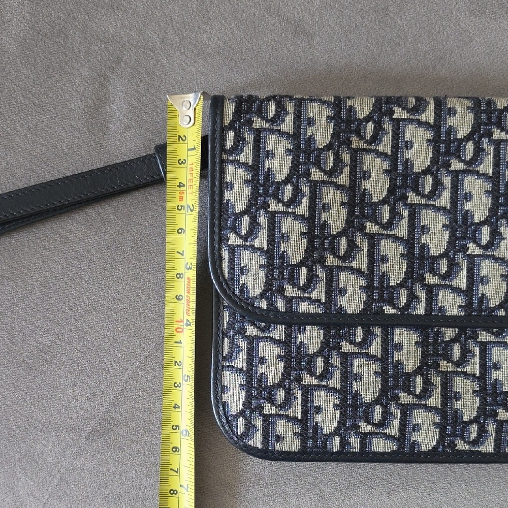 AUTHENTIC CHRISTIAN DIOR Oblique Flap Pouch Clutch Navy Blue - Picture 13 of 16